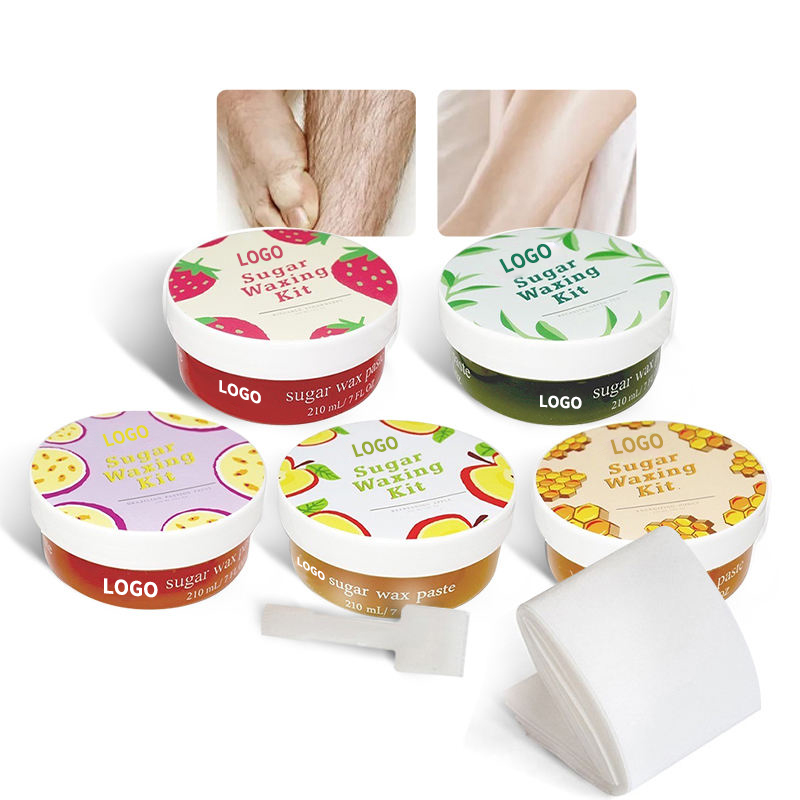 OEM частная марка, крутой мед, фрукты, Органическая веганская Сахарная паста, набор для безболезненного удаления волос на ногах, теле, лице, мягкий сахарный воск