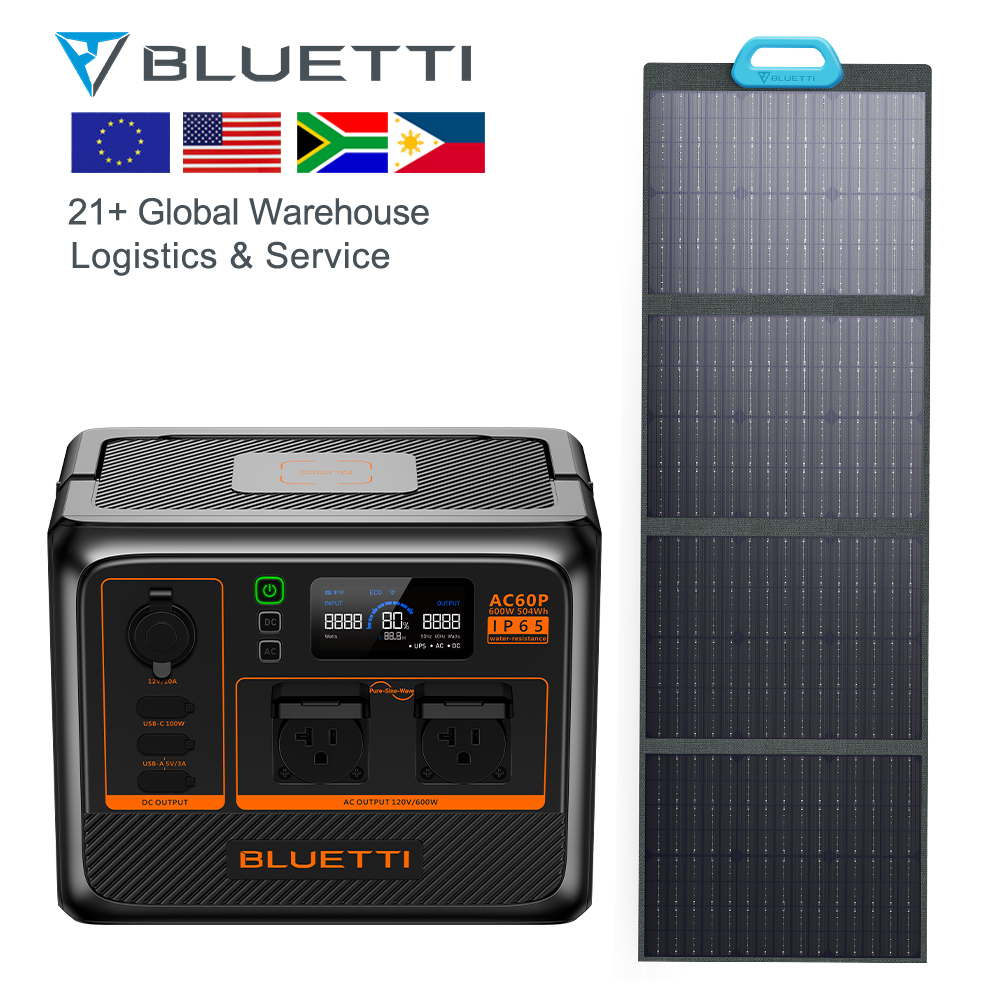 Bluetti AC60P Portable Solar Panels 600w Portable Power Station Solar Generator For Household Outdoor Bivouac