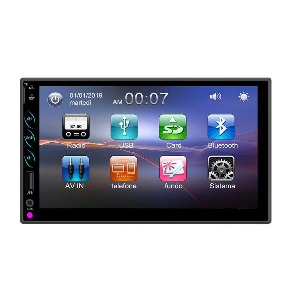 C200S Double din universal 7" full capacitive touch screen car video audio MP5 player with Mirror link FM radio rear camera in