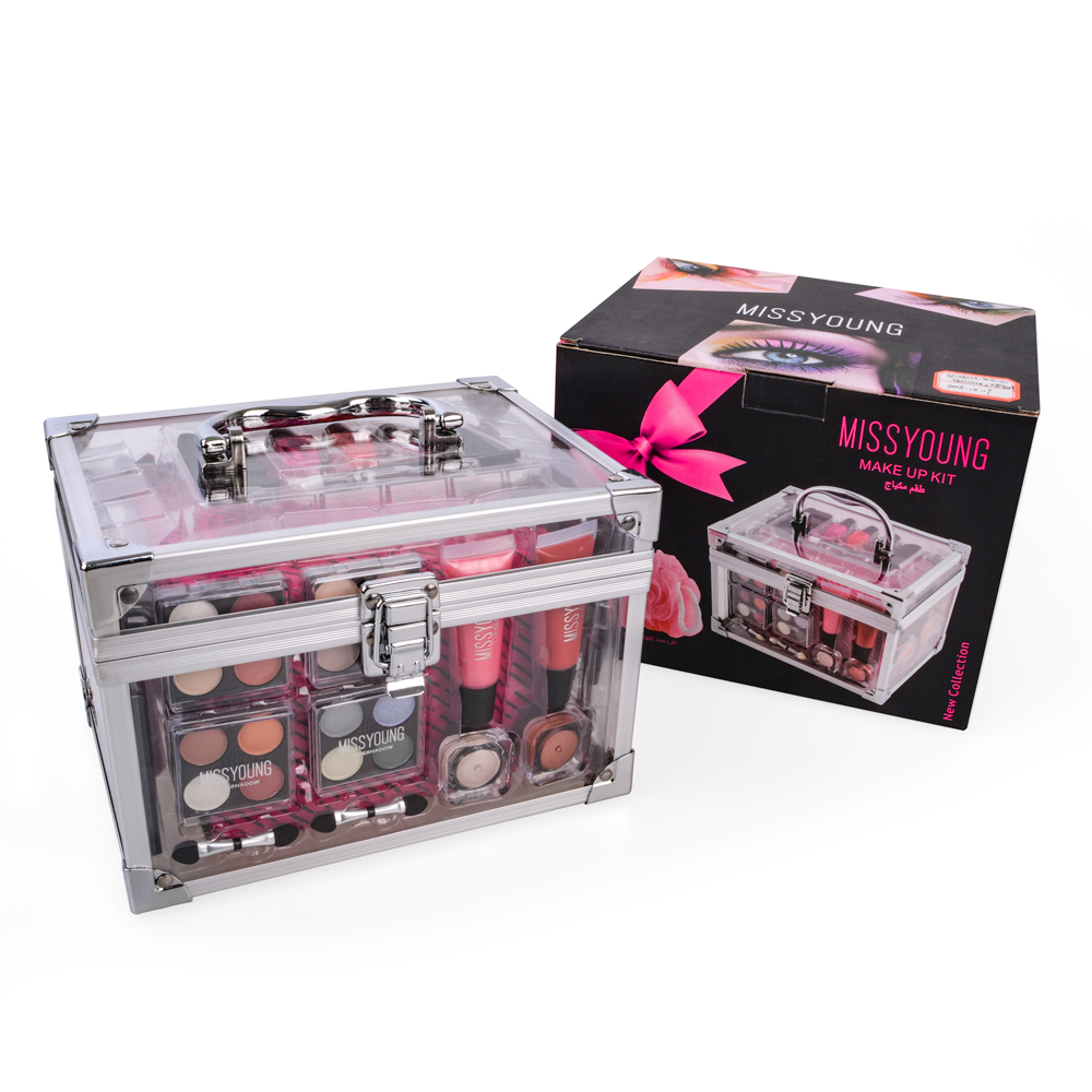 Colorful Glamour Girl Makeup Kit Eye shadow Blush Powder with Pro Makeup and Reusable plastic Case