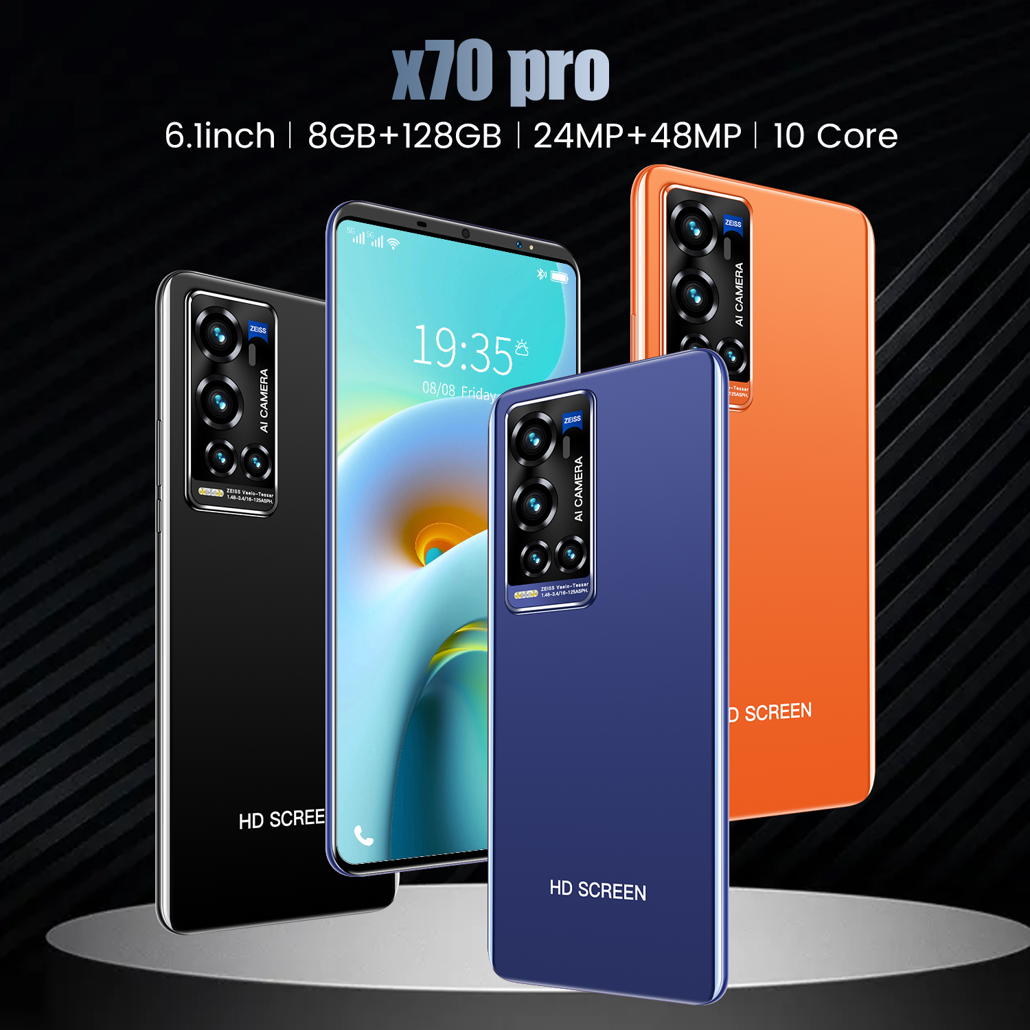 Смартфон X70 Pro, 8 + 128 ГБ, 6,1 дюйма, HD, OLED, Android 10,0, 4800 мА · ч, две sim-карты