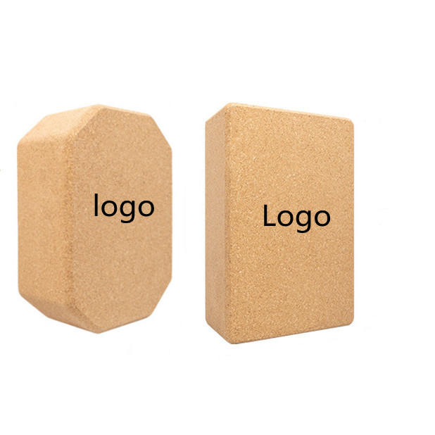 Professional Eco Friendly Yoga Block Custom Logo Printed 100% Natural Organic Cork Wooden High Density Bricks