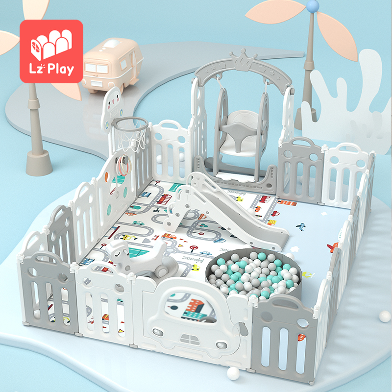 Factory supply Custom play mat in built slide baby playpen with gate