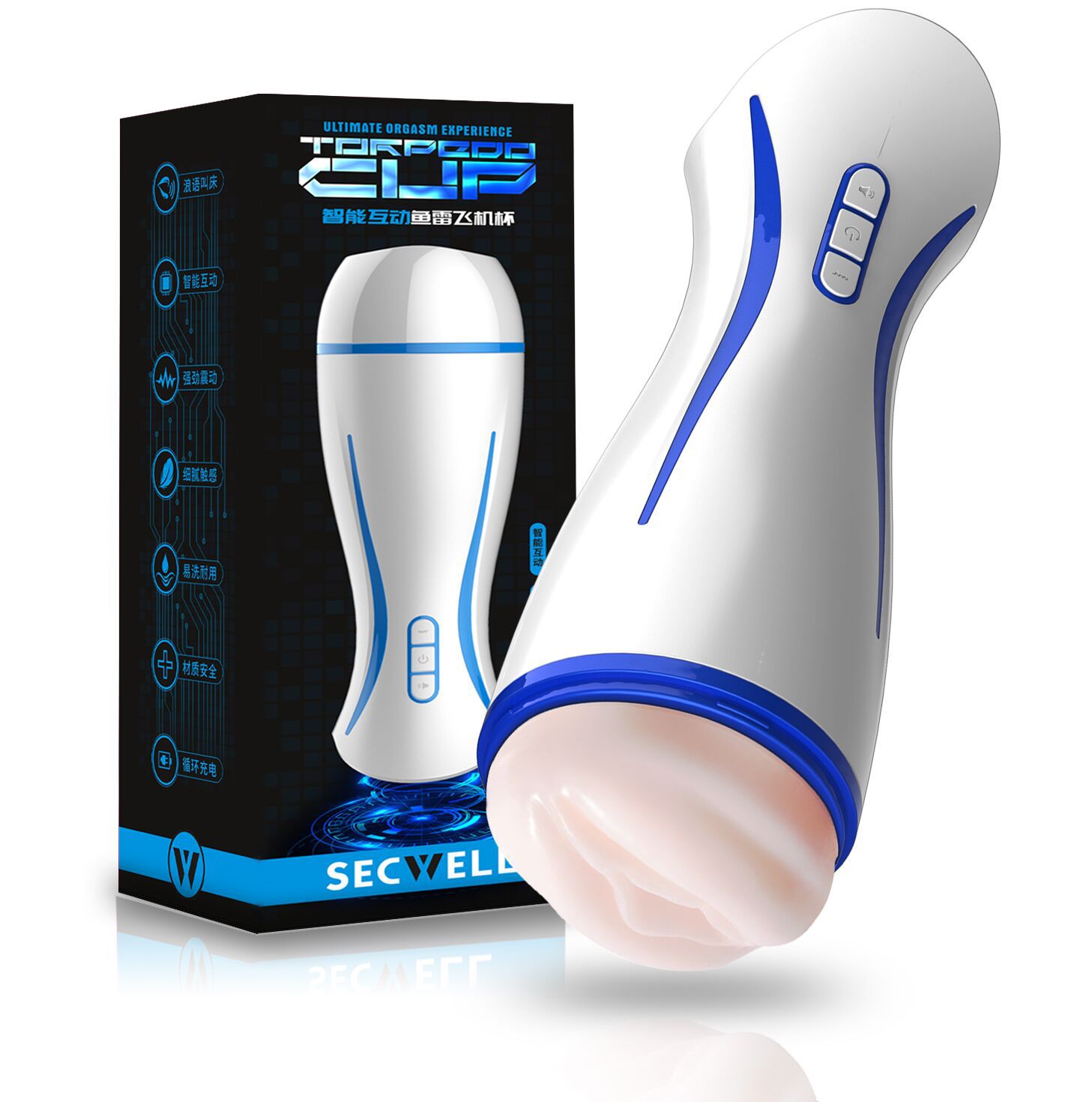 Wholesale Products Black Realistic Hands-free Male Masturbation Cup Masturbator With Vibration Pronunciation