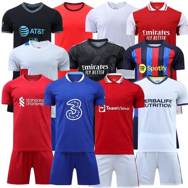 Guangzhou Manufacturer Sublimation Team Uniform Sport Wear Custom Soccer Jersey Football Shirt For Men And Kids