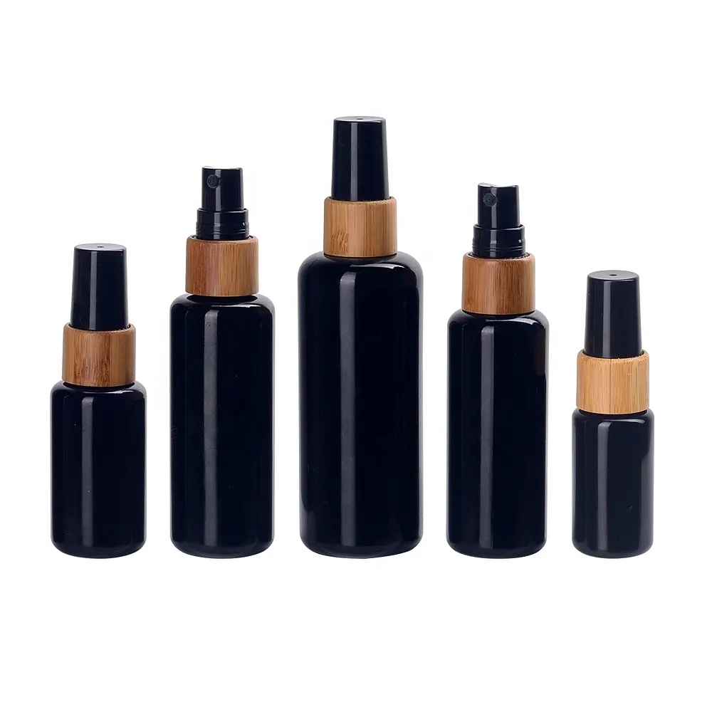 wood bamboo spray 18/415 violet black sprayer empty glass dark oil bottle 15ml 30ml 50ml black essential oil bottle