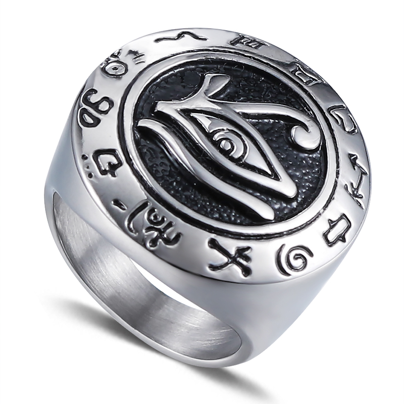 MEN's Stainless Steel Egyptian Egypt Eye of Horus Symbol Ring Size 8-14# punk stock