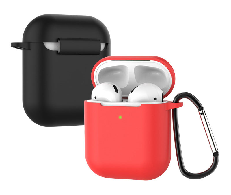 Силиконовый чехол для Airpods 1/2, черный чехол для переноски, чехол для Airpod, силиконовый чехол для переноски с брелоком