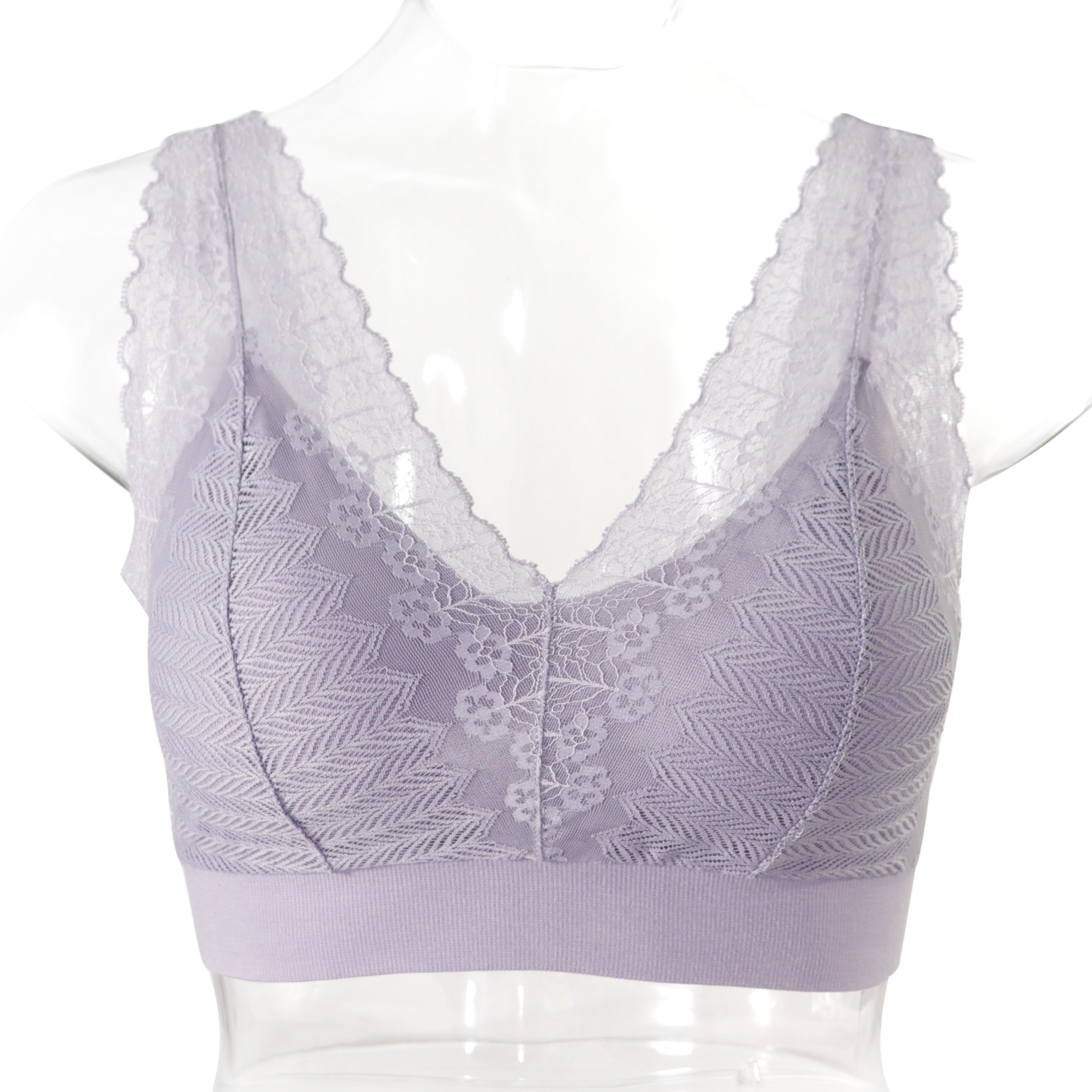 Seamless Wire Free Breathable Lace embroidery flower bras double push up bra seamless mesh thick push up bra lace chest wrap