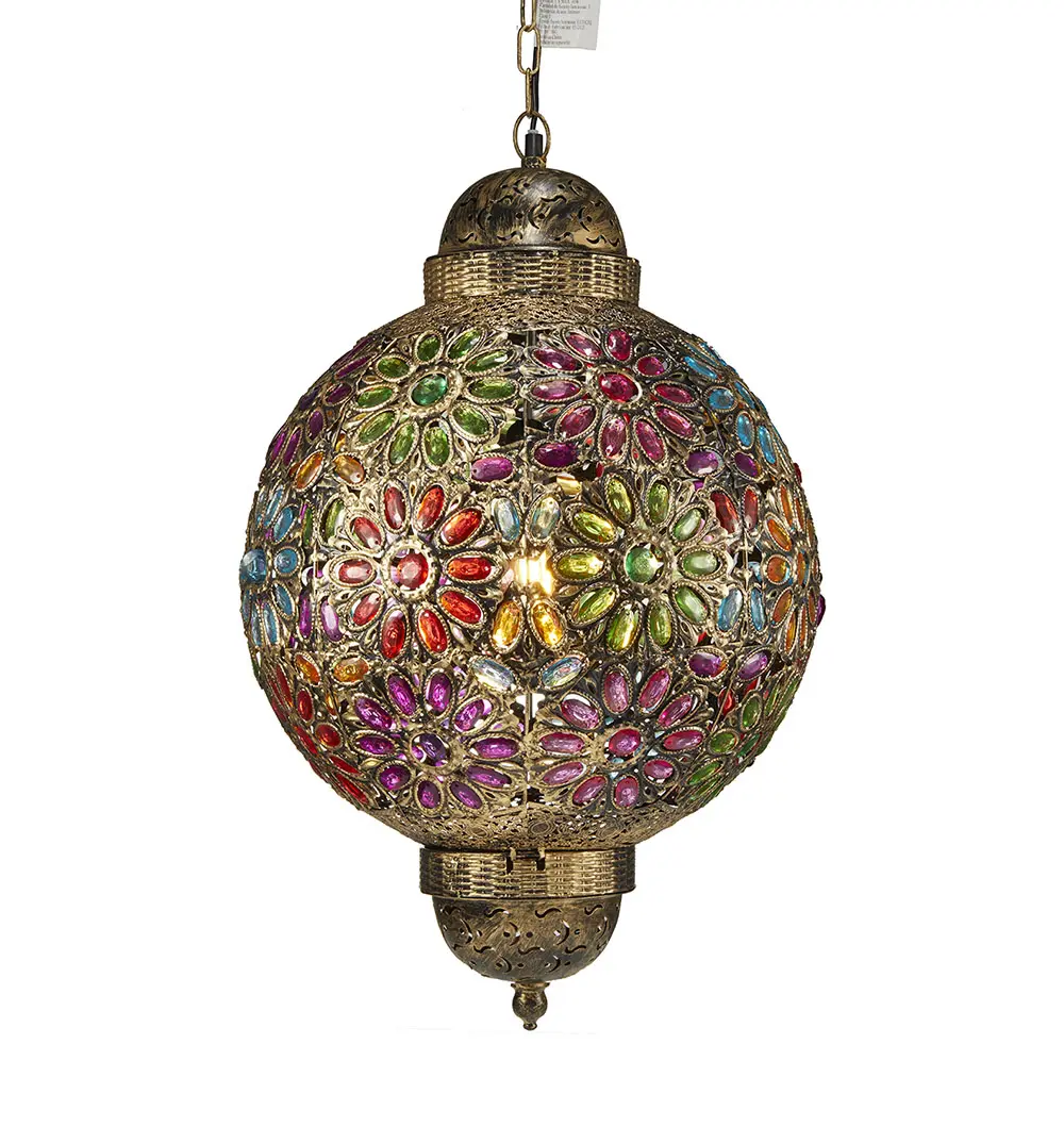 Pendant Light 2021 Lobby Living Room Brass Oval Lantern Pendants Moroccan Style Crystal Chandelier Light