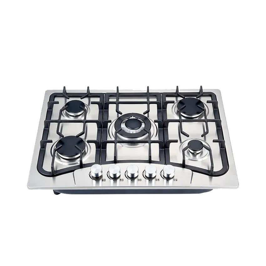 Professional manufacture for kitchen appliance 5 burner built in cheap gas stove stainless steel gas hob with high quality