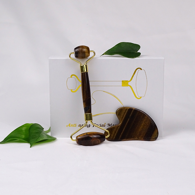 Top Popular Natural jade gua sha massage tool tiger eye stone jade roller Gua Sha Set with Box