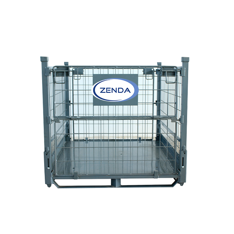 Good After Sales Service Powder Coating Stacking Storage Folding Metal Pallet Cage Stillage For Warehouse