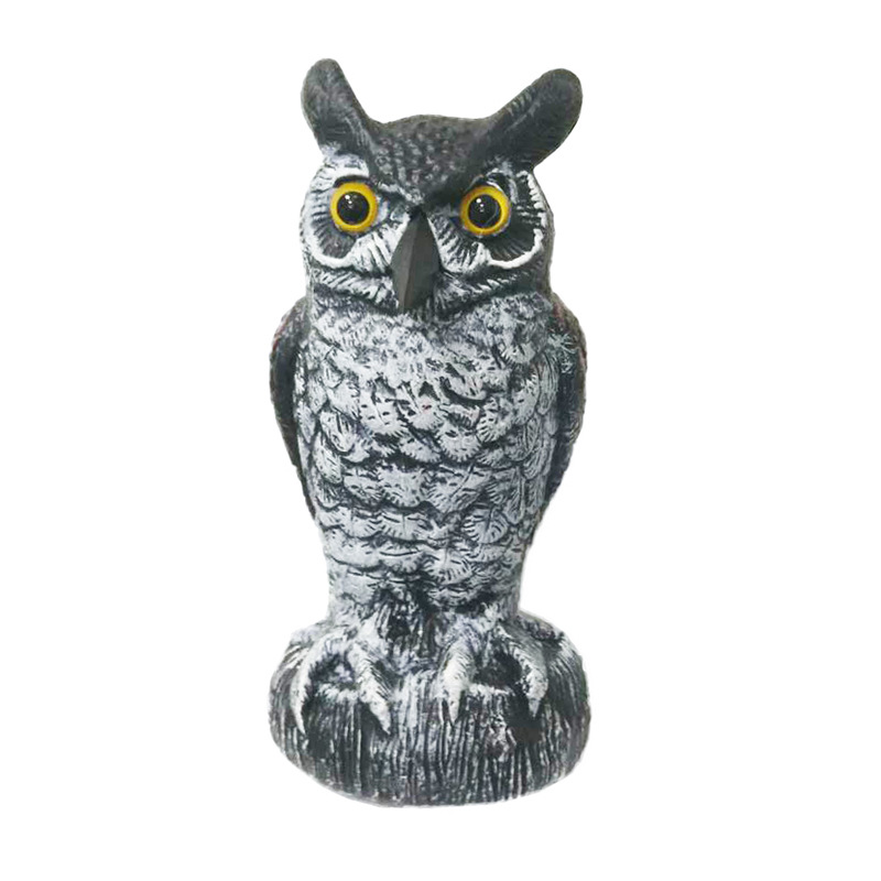 Brids decoy simulation long-eared black-faced owl decoys to scare birds away