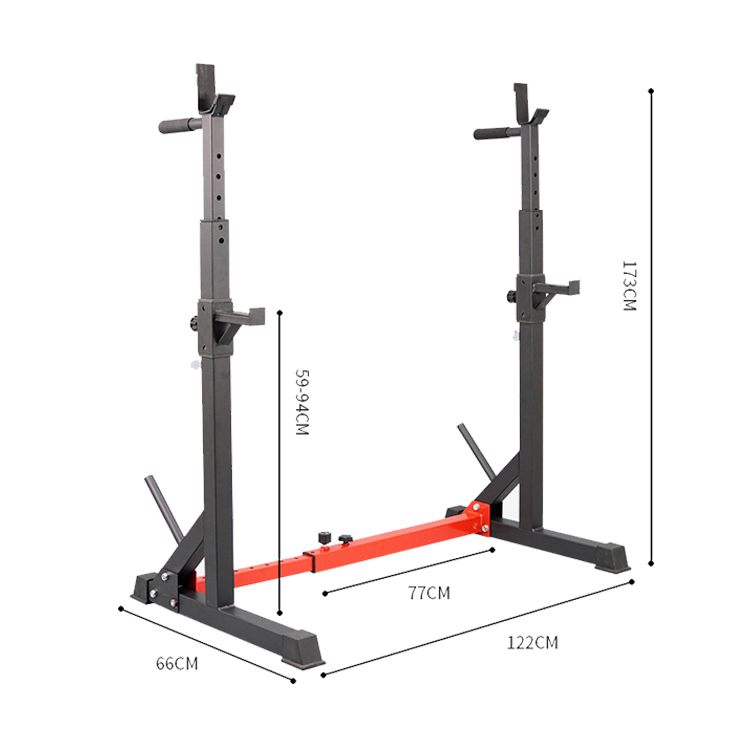 Home fitness adjustable multifunctional half squat barbell rack