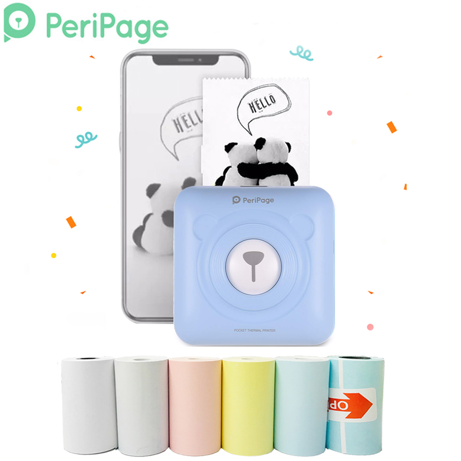 PeriPage Mini Portable Thermal Printer Paper Photo Pocket Thermal Printer 58 mm Printing Wireless Android IOS Printers