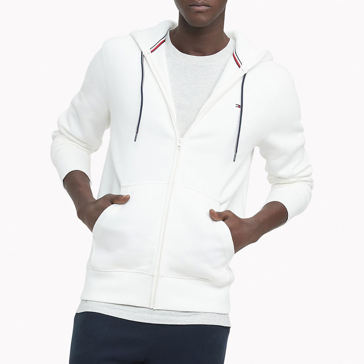 Custom Logo Plain Design White Sweatshirt Men's Sweatshirts Full Zip Up Hoodie