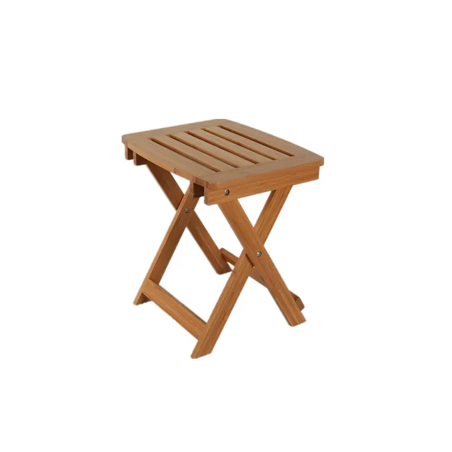 BAMBKIN wholesale portable stool bath seat folding square bamboo stool bench for sjower