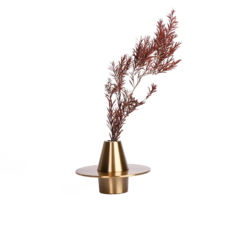Light Luxury Modern Geometric Flower Arrangement Model House Decoration Crafts Home Decor Metal Vase