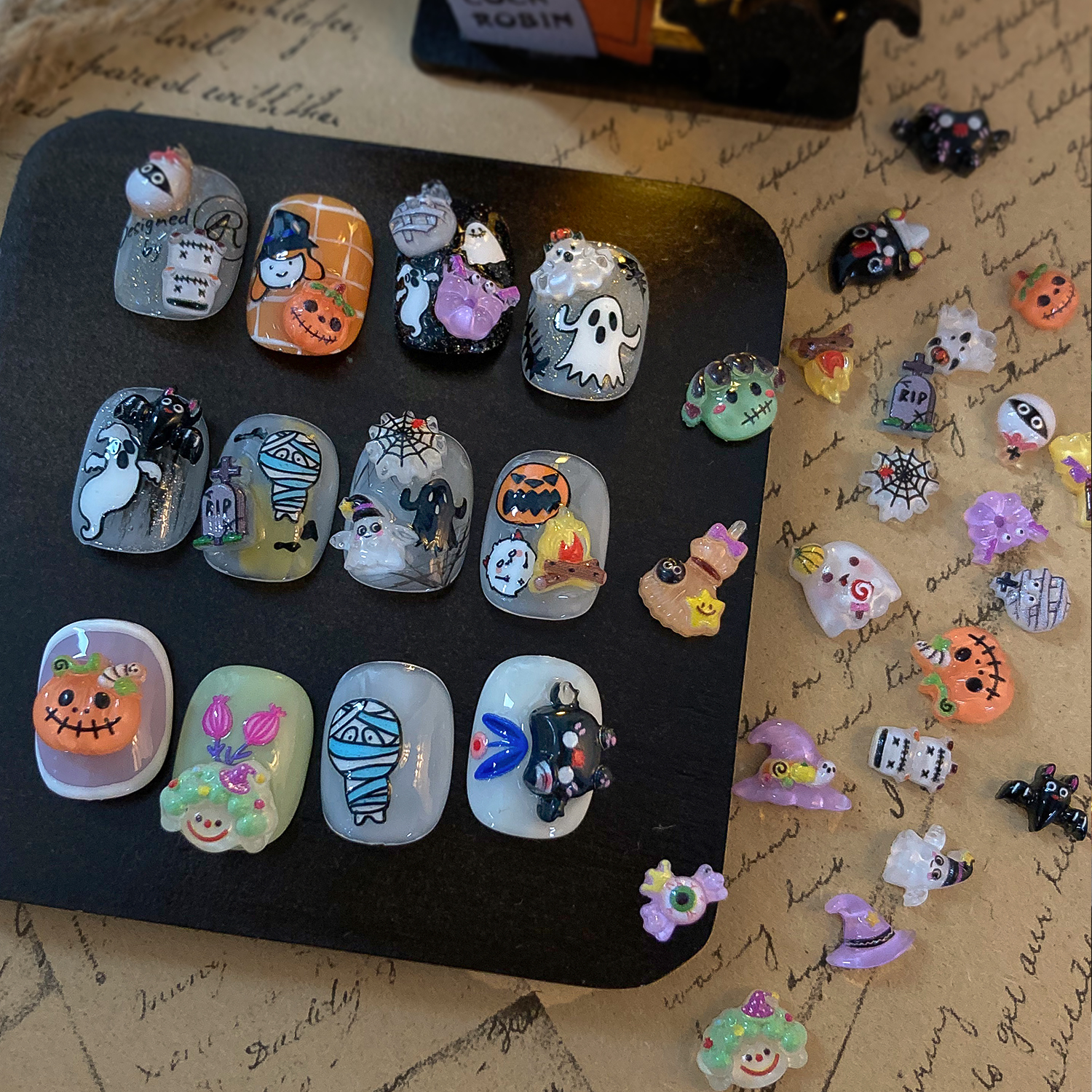 Nail charms DIY resin charms cartoon Halloween ghost nail accessories