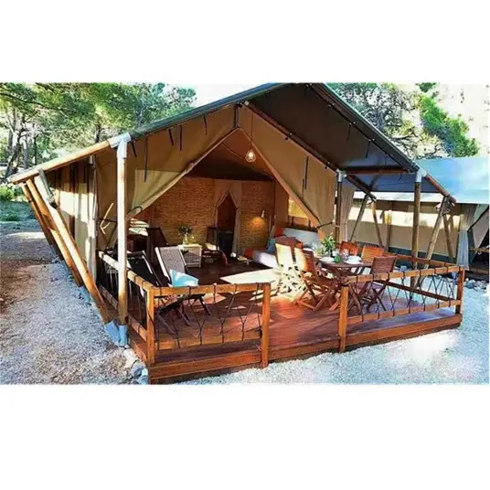 luxury african winter frame waterproof cotton permanent glamping lodge hotel safari tents canvas for sale