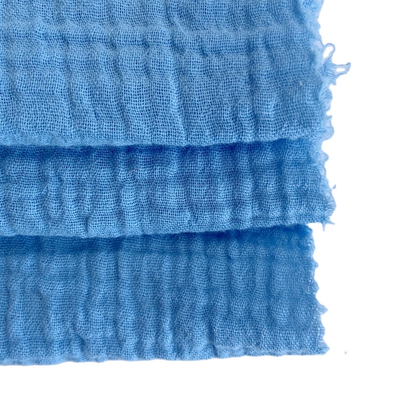 Popular 100% double cotton crinkle gauze blanket fabric made in China for baby