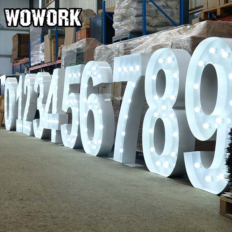 WOWORK оптовая продажа Большой Гигантский Большой 4 5 6 футов металлический светодиодный светящийся шатер Номера для украшения дня рождения