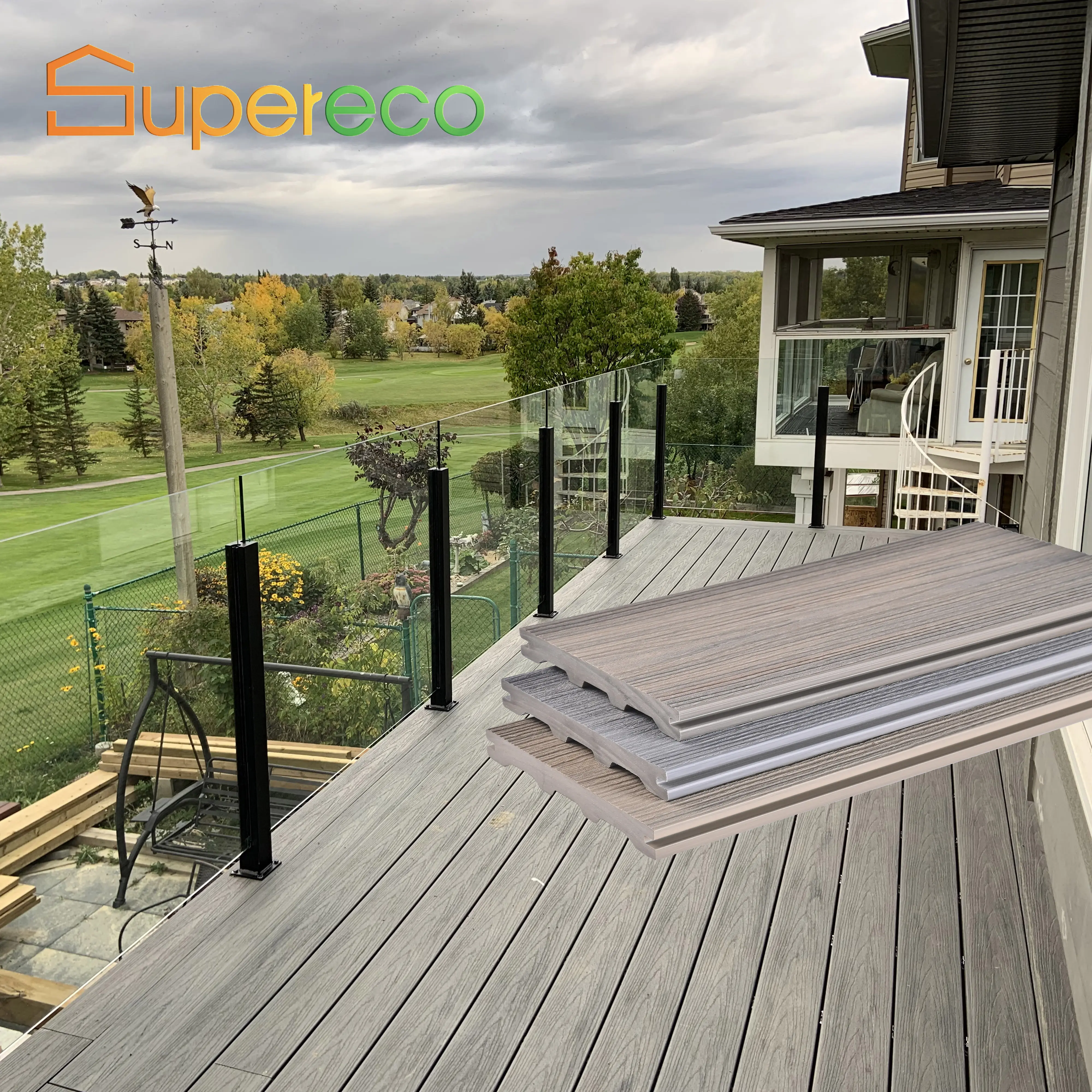 Supereco  Wpc Co-Extrusion Decking Wood Plastic Composite Outdoor Flooring