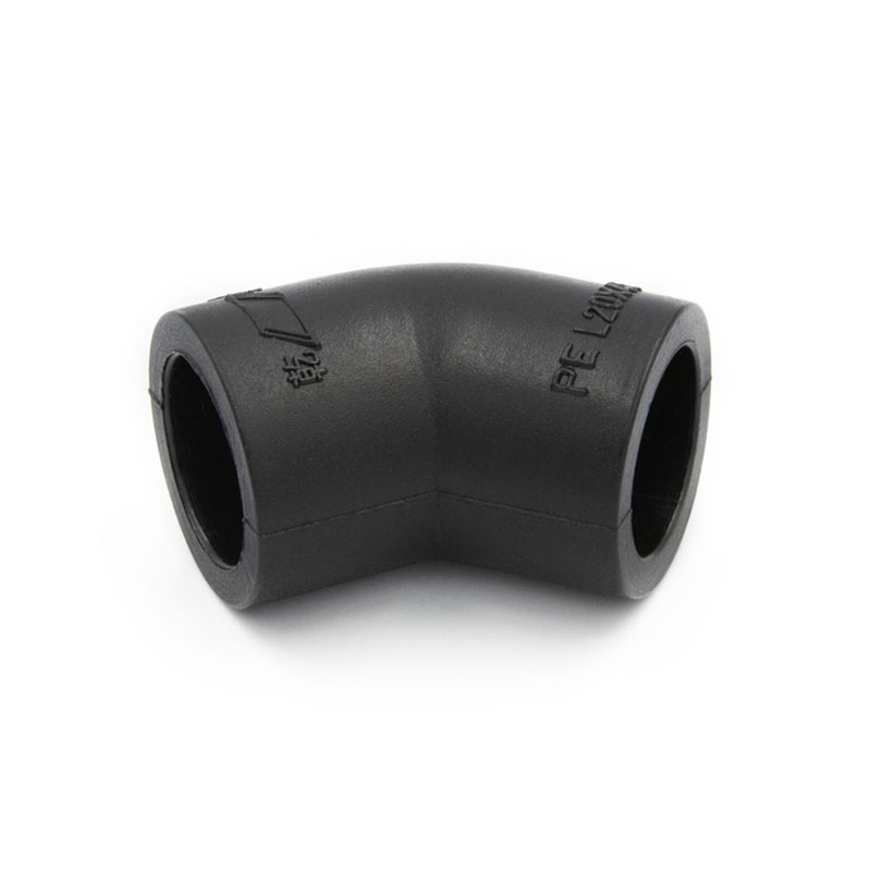 Горячая продажа 45 градусов hdpe трубы колено равный черный штуцер трубы для 25 мм полиэтилена dekoration водопровод L25