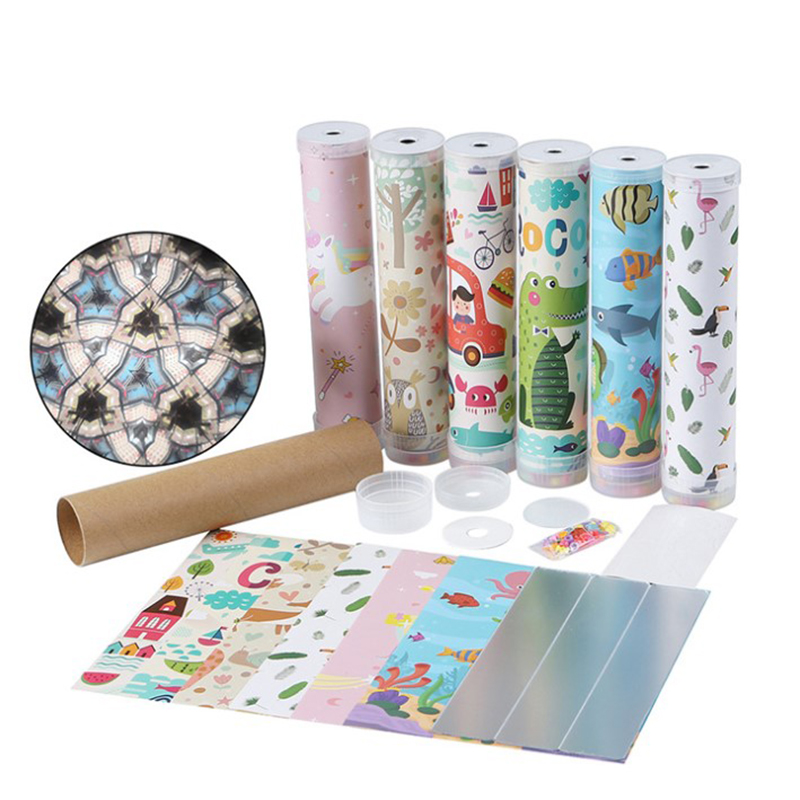 Educational Toys Paper Kaleidoscope Science Fiction DIY Painting Self-Adhesive Custom Magic Kaleidoscope Toy