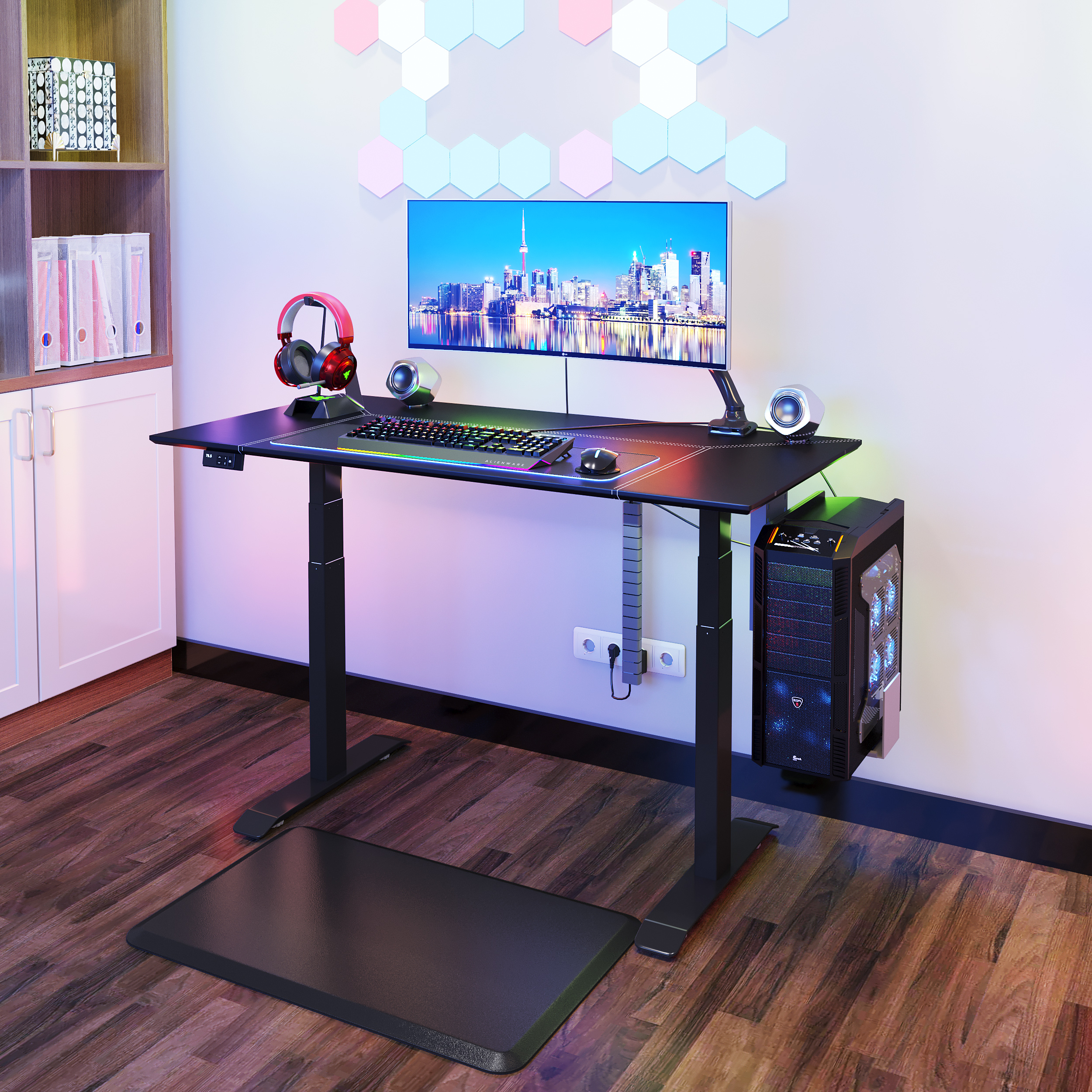 Электрический регулируемый по высоте игровой стол RGB с большой столешницей для компьютера геймера горячая Распродажа подъемный E-sports Настольный игровой стол