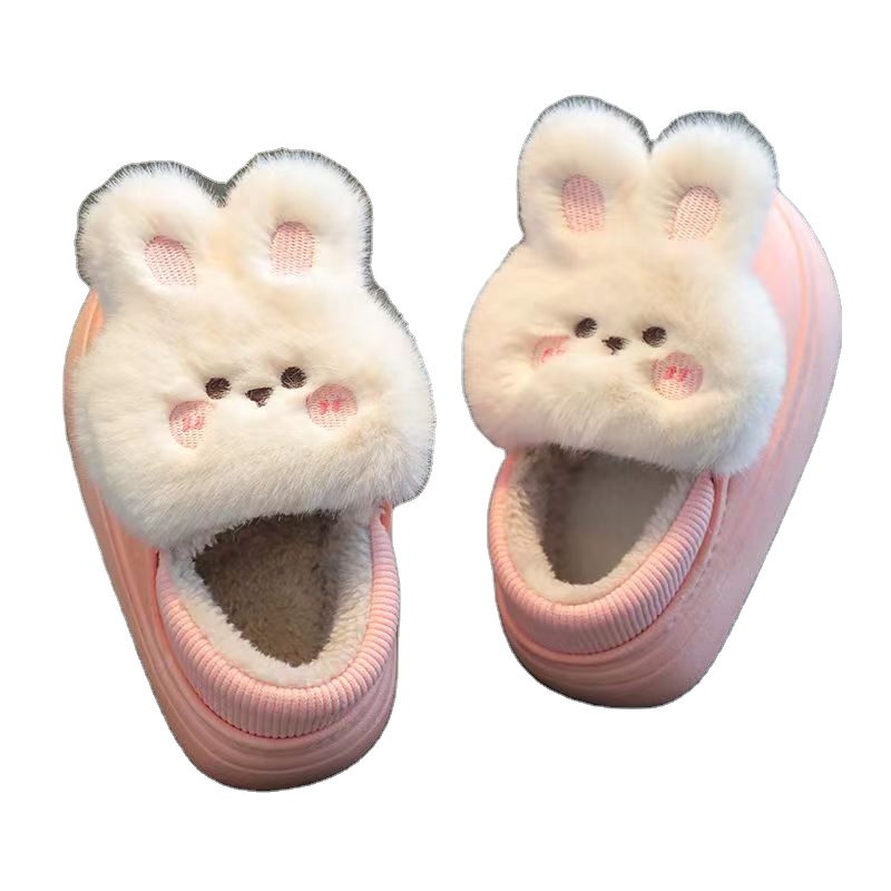 Colorful Hard Wearing Soft Thick Soled Thermal Plush Disposable Fluffy Cotton Slippers For Kids