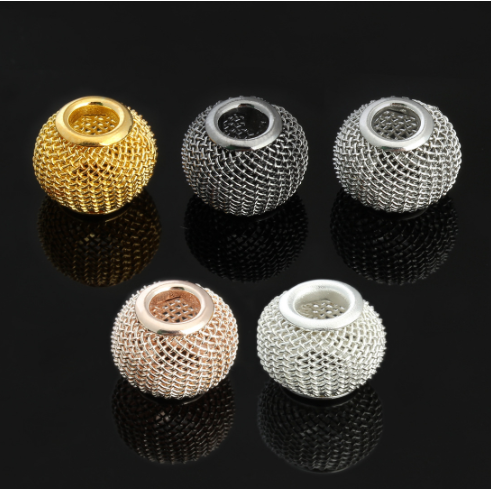 Mesh Net Lantern beads Big hole rope beads Spacers golden silver rose gold Mesh beads DIY jewelry component Accessories