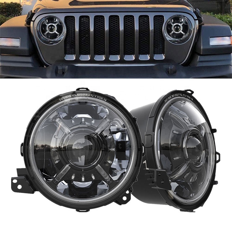 Новинка 2019 г., круглая светодиодная фара e-mark 9 дюймов для jeep Wrangler jl, аксессуары, 9 дюймов, Автомобильные светодиодные фары для 2018 Jeep JL, запчасти
