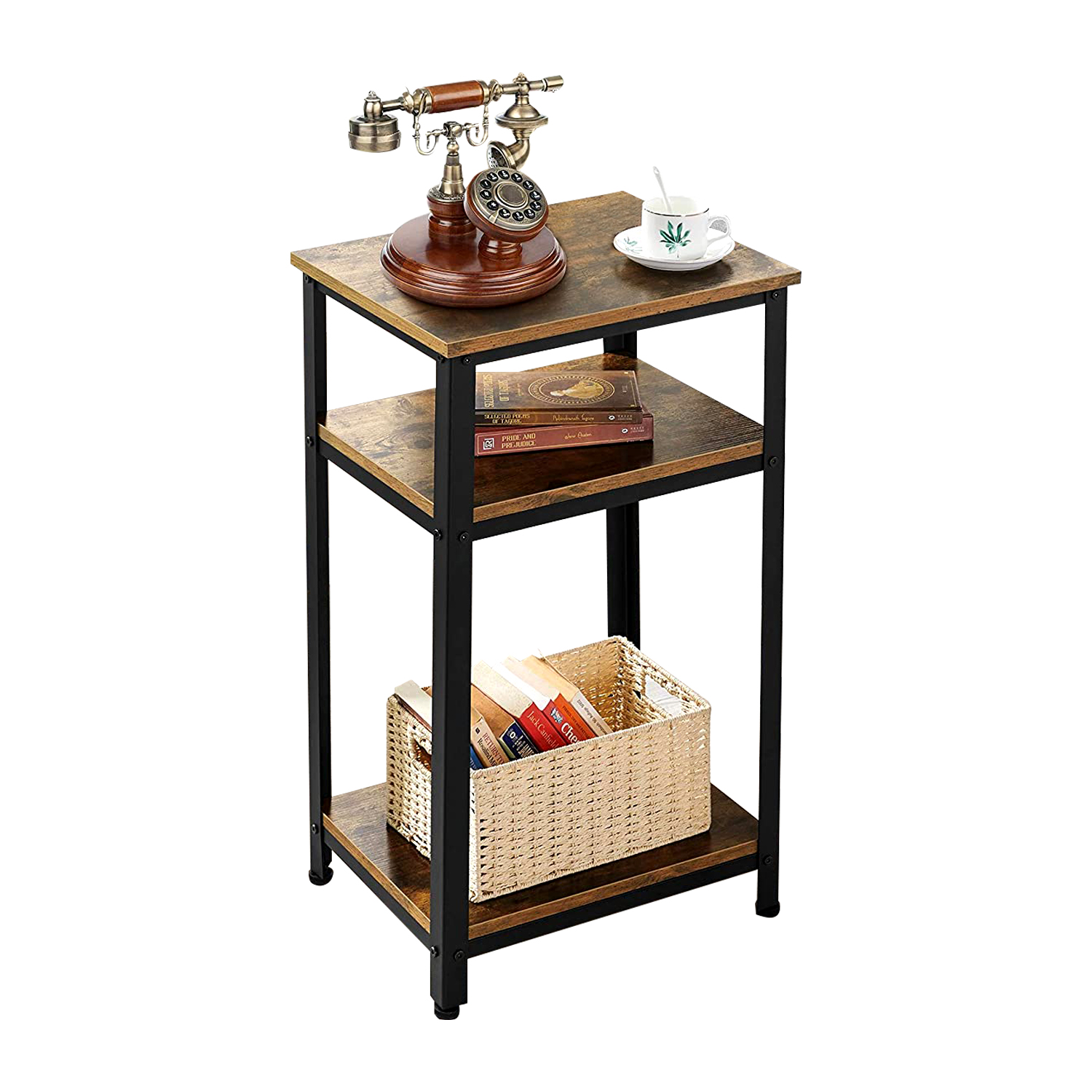 Morden Living Room Metal Frame Bedside Table Mobile Coffee Snack Laptop Table End Sofa Side Table with storage rack