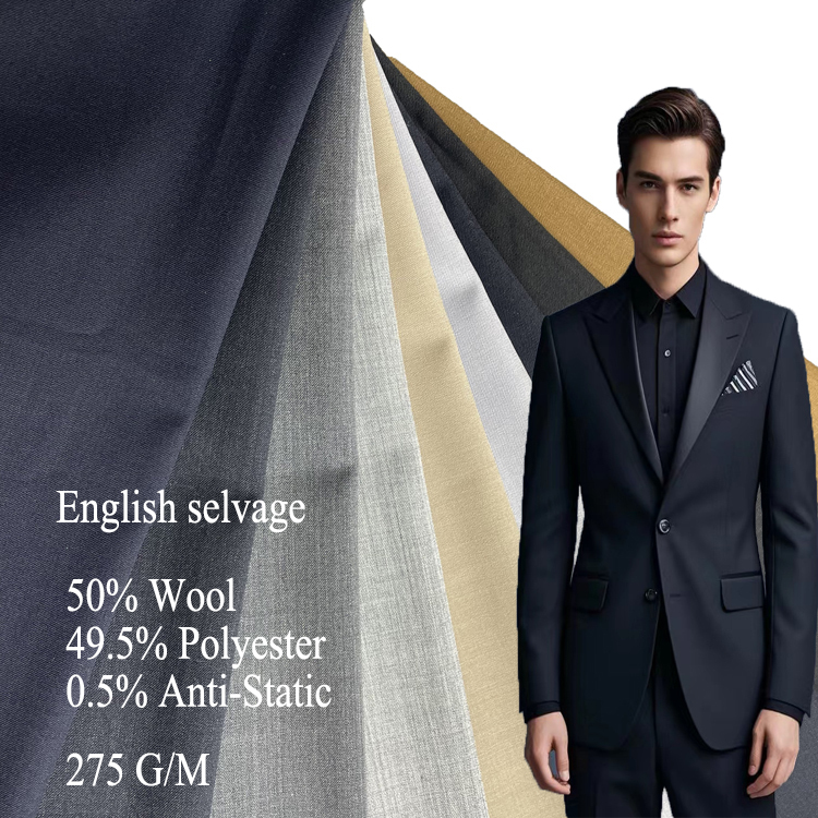 Wholesale worsted trouser wool high quality 50% wool anti-static italian suit fabric for men pant