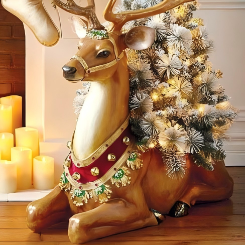 Custom Outdoor Life-Size Elk Christmas Decor Resin Sculpture Other Home Decor Christmas Gift
