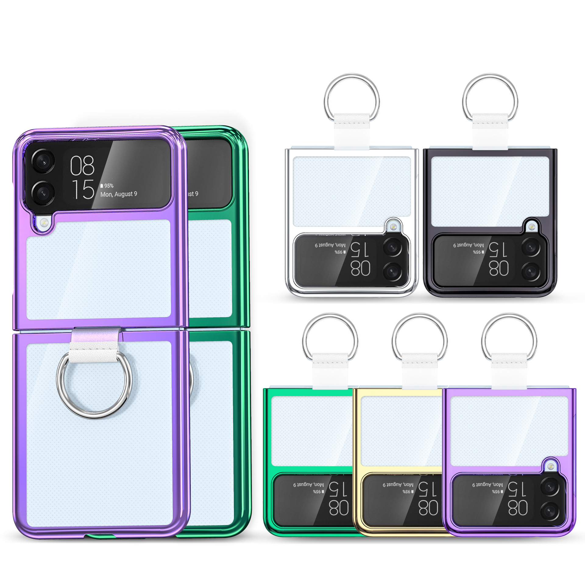 Для samsung z flip 4 3 чехол для телефона с кольцом чехлы с гальваническим покрытием противоударный тонкий складной чехол из ПВХ для телефона z flip 4