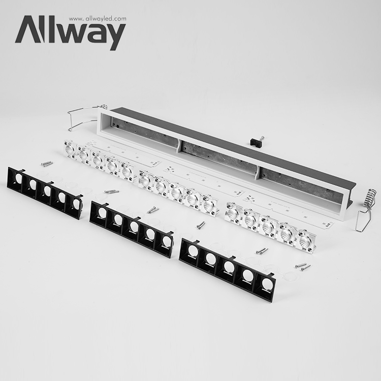 Алюминиевый светильник с лазерным лезвием Allway, черный отражатель, внутренний SMD СВЕТОДИОДНЫЙ встраиваемый потолочный светильник, линейное освещение