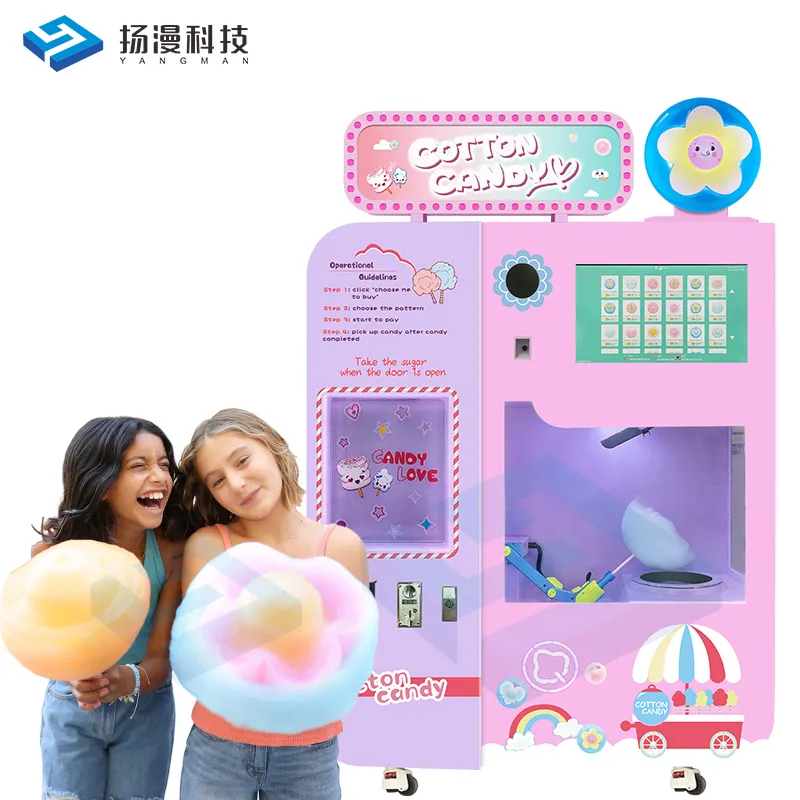 Custom Full Automatic Cotton Candy Vending Machine Commercial Electric Robot Cotton Candy Vending Machine In Mall