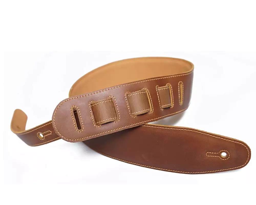 Custom Full Grain Genuine Padded Soft Leather Guitar Strap for Electric Acoustic and Bass Guitars
