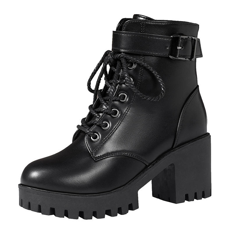 Factory New Custom Logo Rubber Lace Up Shoes Classic Fashion Warm Ankle Women's Boots for Autumn