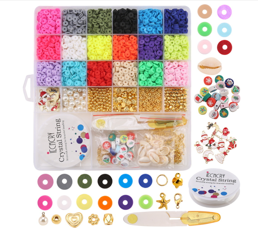 1 Box 15 Colors 24 Handmade Flat Round Polymer Clay Beads 6Mm Loose Spacer For Diy Jewelry Making Bracelet Finding