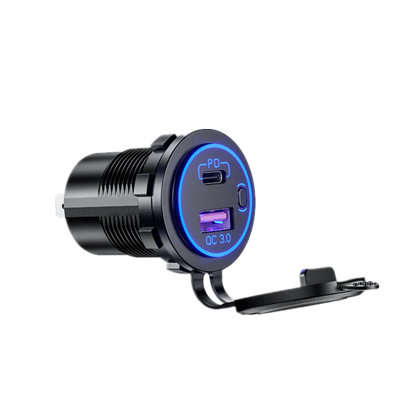 Новое поступление 12-24 в USB QC PD 3,0 быстрая зарядка автомобильное зарядное устройство розетка для автомобиля автобуса мотоцикла морской лодки