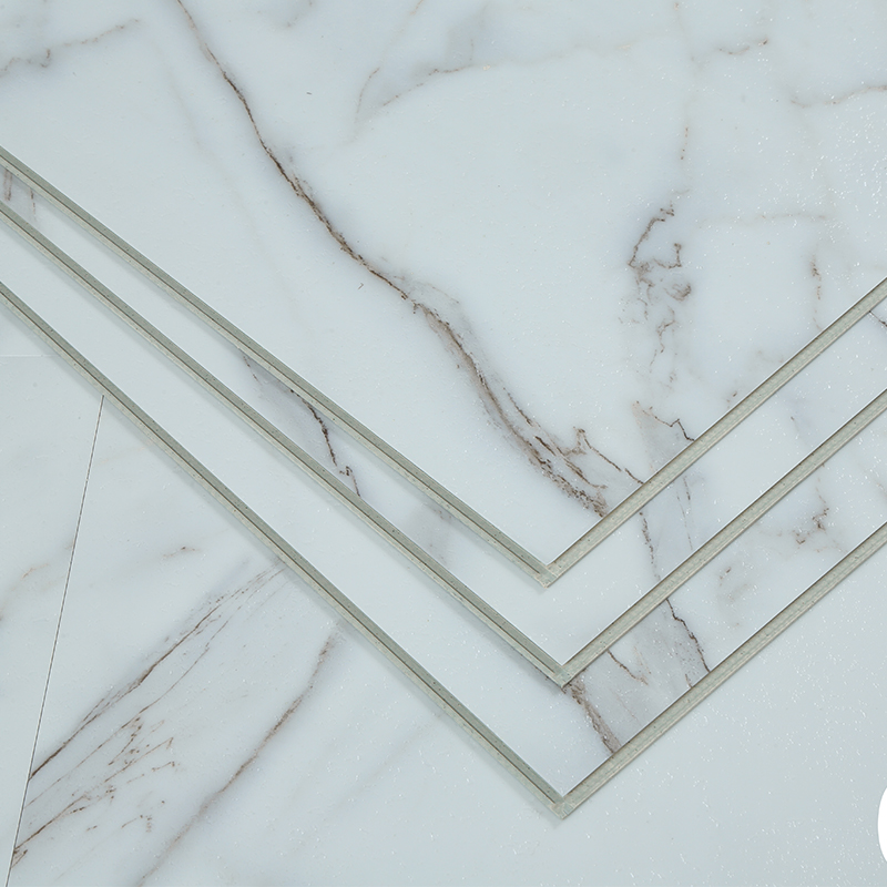 4mm waterproof fireproof pvc plastic click vinyl tiles marble look spc flooring