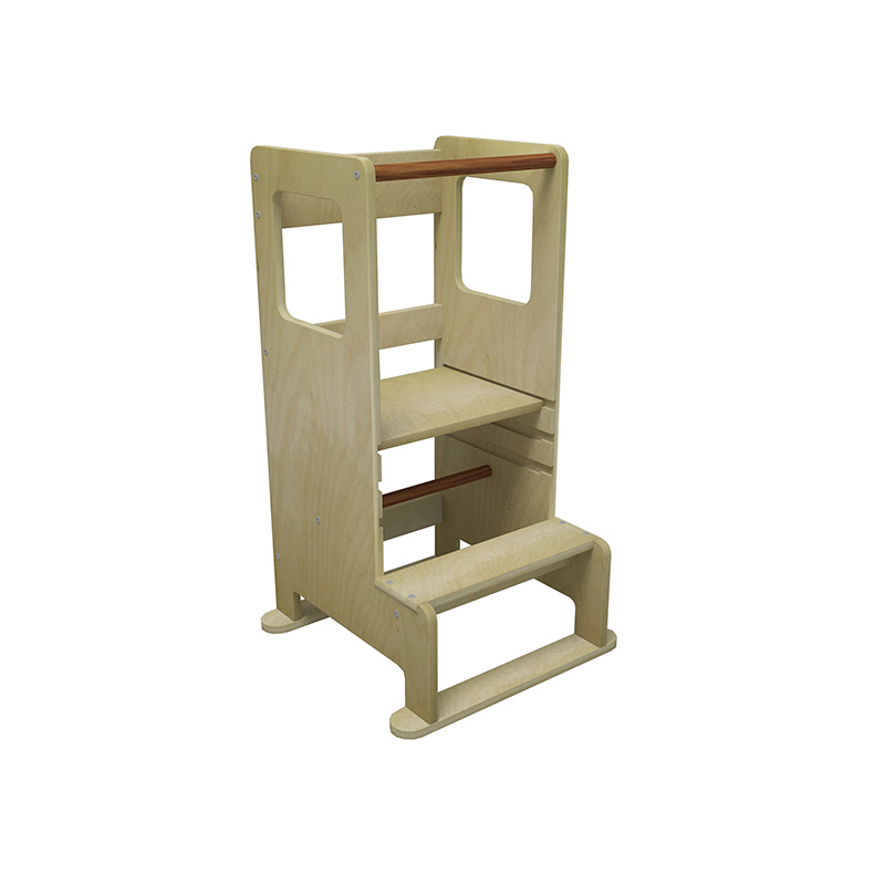 Nashow LMLT-010 Children Wooden Learning Tower Kitchen Helper Kids Toddler Montessori Natural White Step Stool