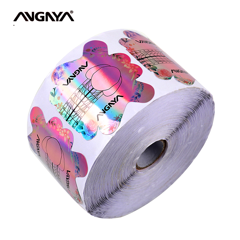 ANGNYA 500PCS OEM Colorful Paper Material Nail Form Good Viscosity