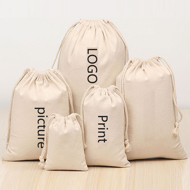 Wholesale Promotion Practical Storage Bag Custom Logo Canvas Linen Eva Cotton Drawstring Bag