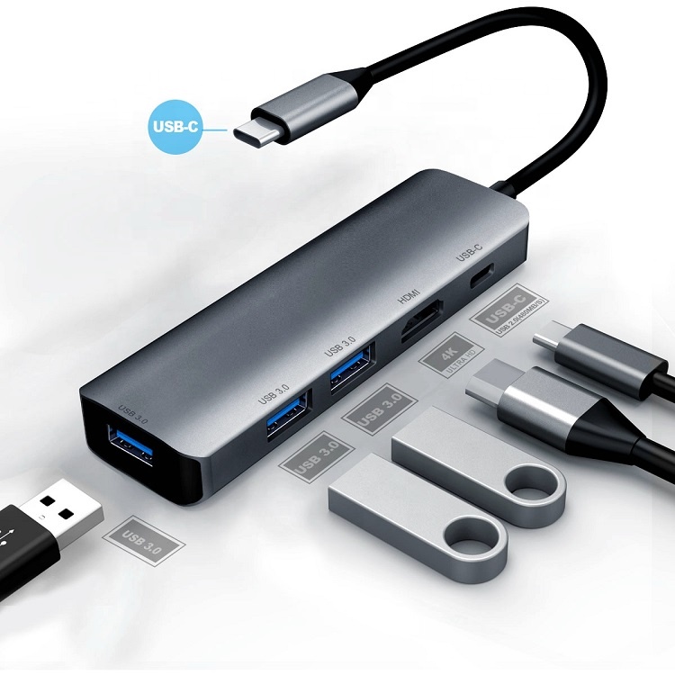 5 в 1 многофункциональная USB-C порт, USB3.0, универсальный адаптер USB Type-C USB C концентратор с шнура фиксированной