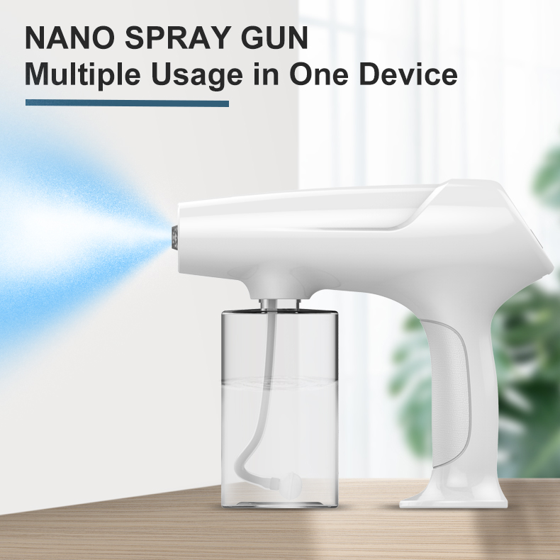 340ml 1800mah Disinfection Blue Light Anti Clogging Long Nozzle Cordless air painting K5 Nano Mist Spray Gun Sprayer